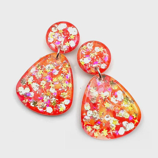 Blossom & Cat | 25 Ink + Resin Earring · Raindrop Wide