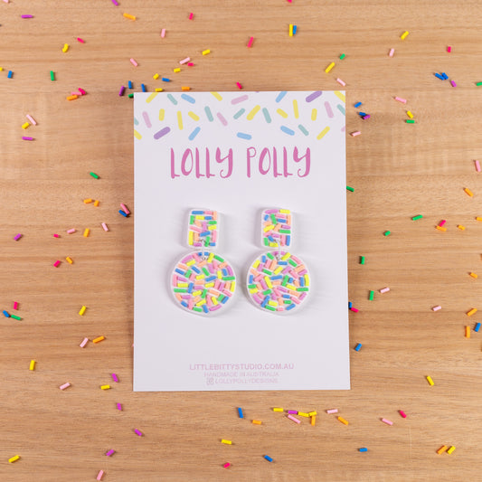 Pastel white Circle Drops Medium