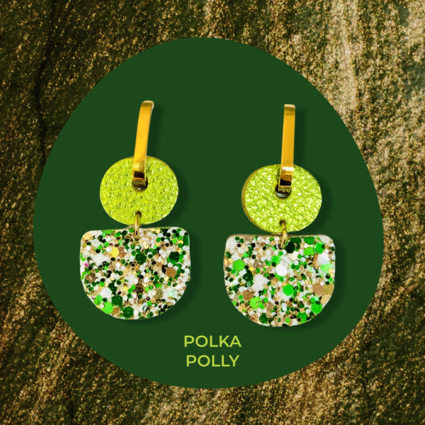 Polka Polly | Dainty Hoops - Citrus Pine Sparkle