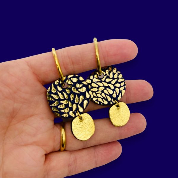 Polka Polly | Luna Hoops - Navy Gold Tears