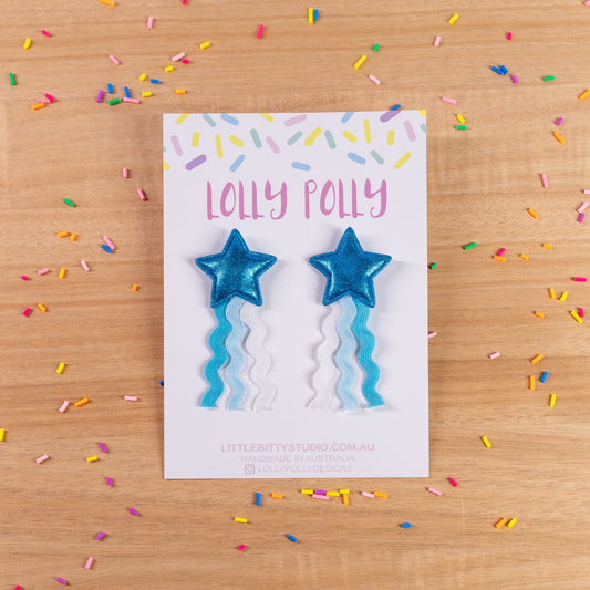 Blue Stars with Streamers Studs