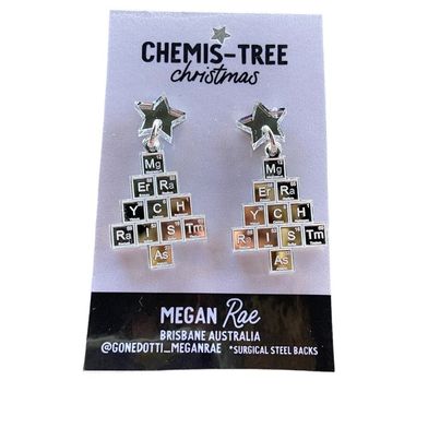Megan Rae | CHEMIS-TREE Christmas Periodic Table EARRINGS-Silver mirror