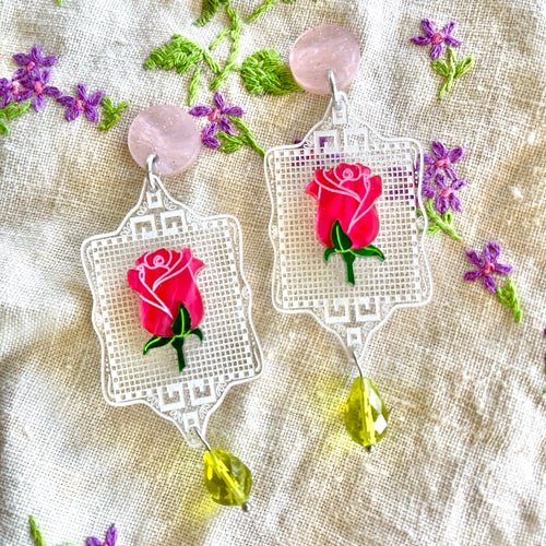 Salvation  | Lace Bloom - Rose Earrings