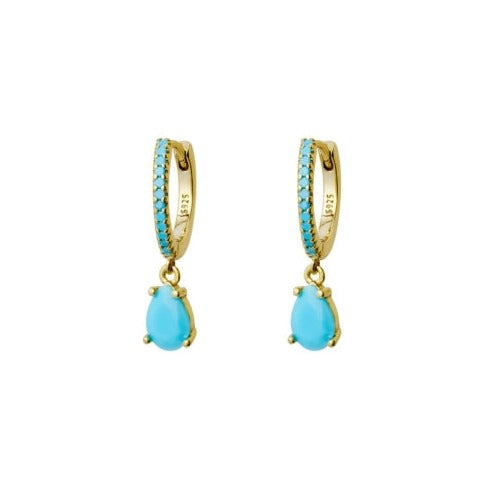 TID |  Sterling Silver Huggie Earrings (Turquoise)