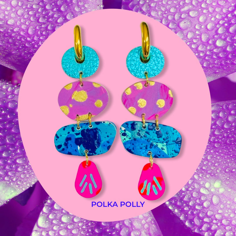 Polka Polly | Neon Corals V2 Blue