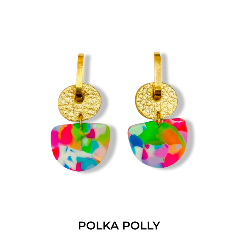 Polka Polly | Dainty Hoops - Mottled Rainbow Gold