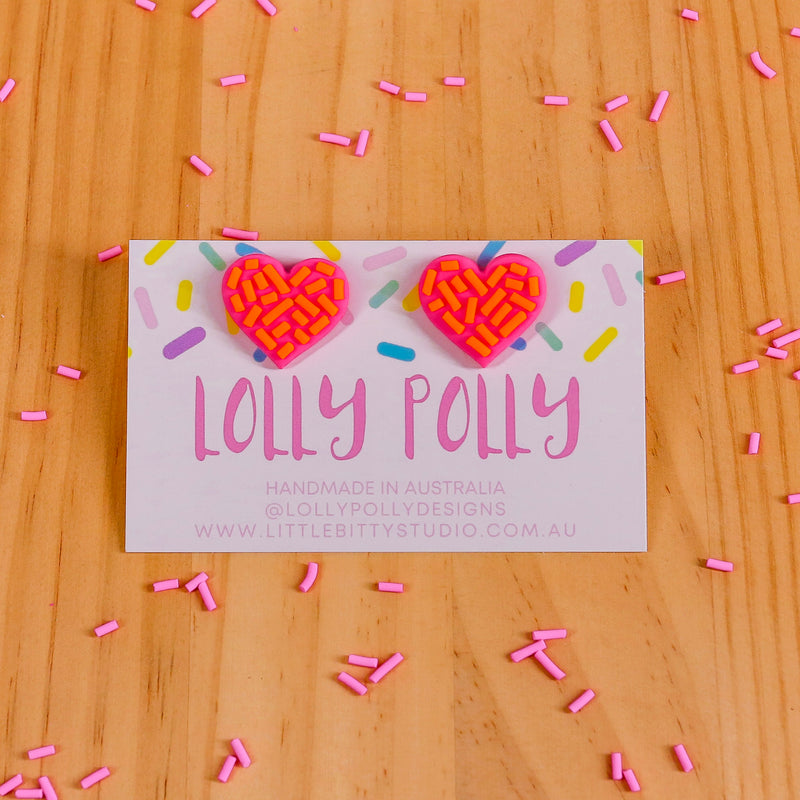 Lolly Polly | Doll Studs - Neon Pink/Orange