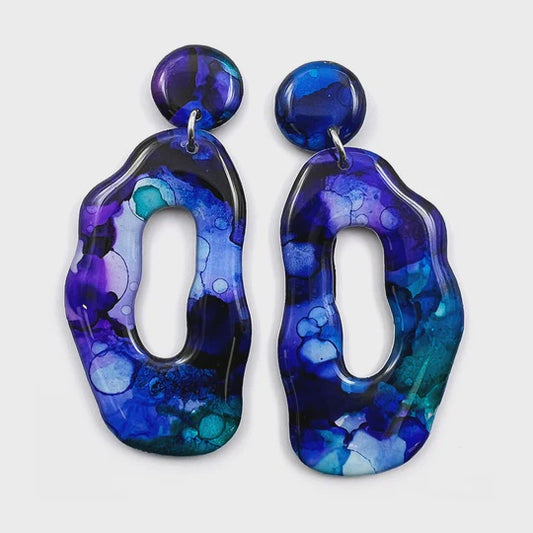 Blossom & Cat |48 Ink + Resin Earring · Coral Hoop