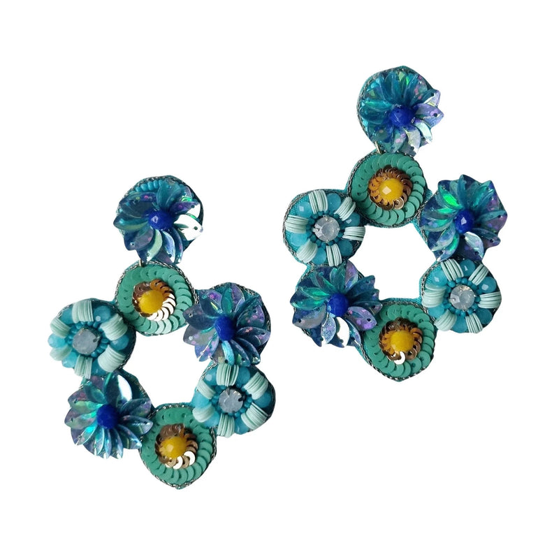 Zoda | Beaded Floral Earring (Blue)