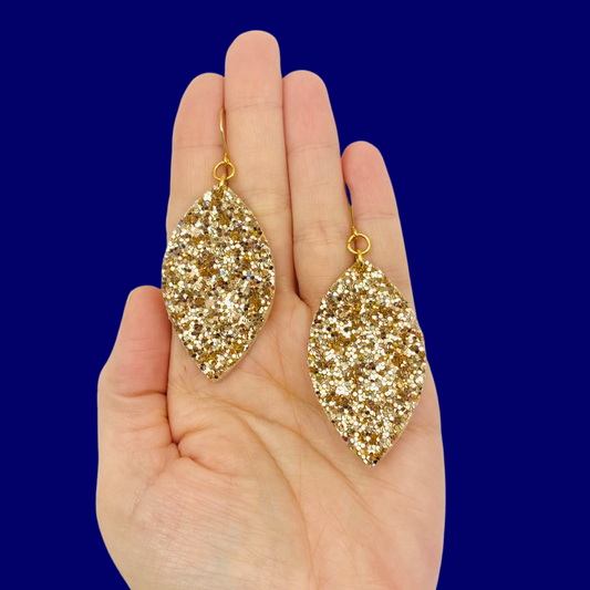Polka Polly | Leaf Dangles - Light Gold Glitter