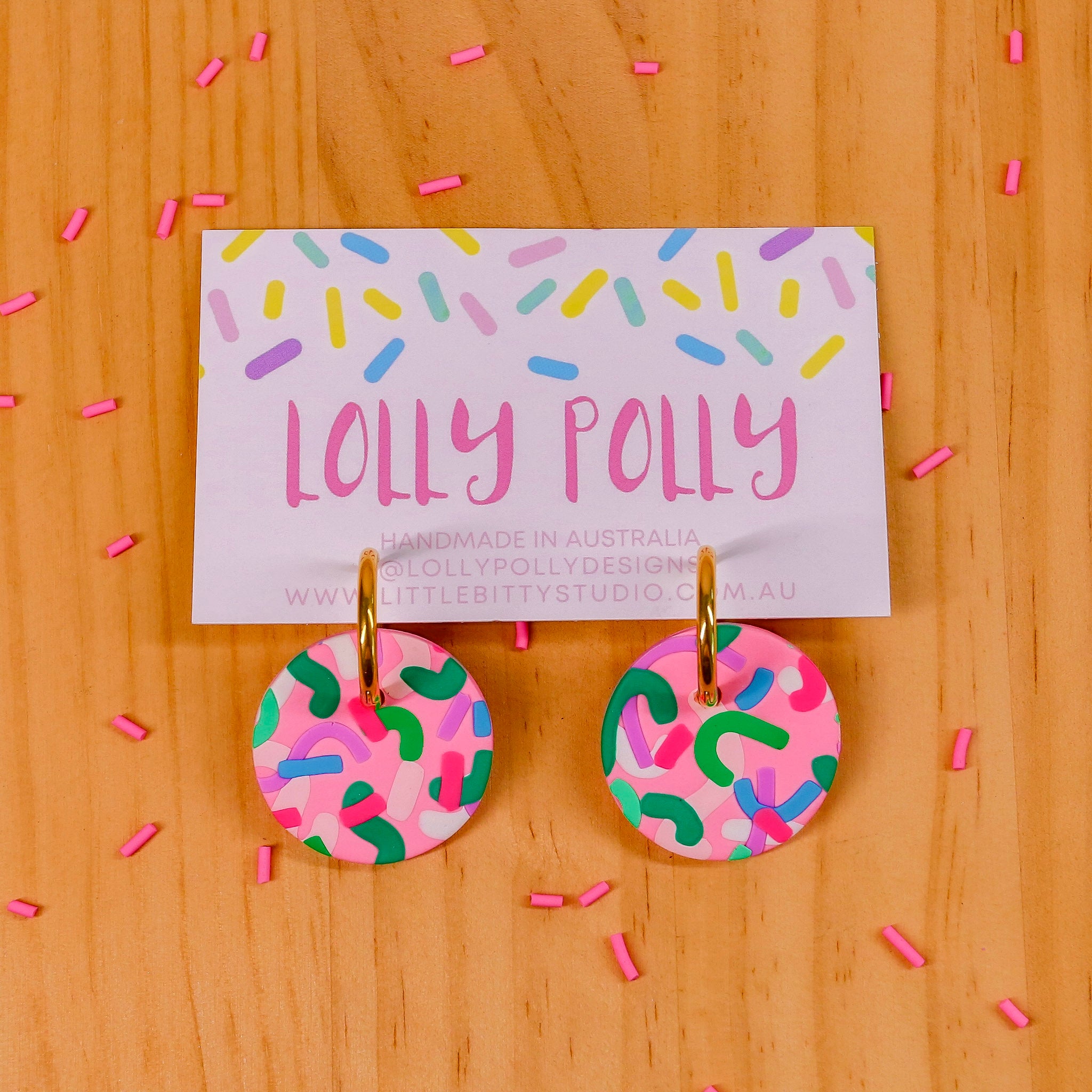 Lolly Polly | Confetti Huggie Hoops - Pink Multi – Thousand Island Dressing