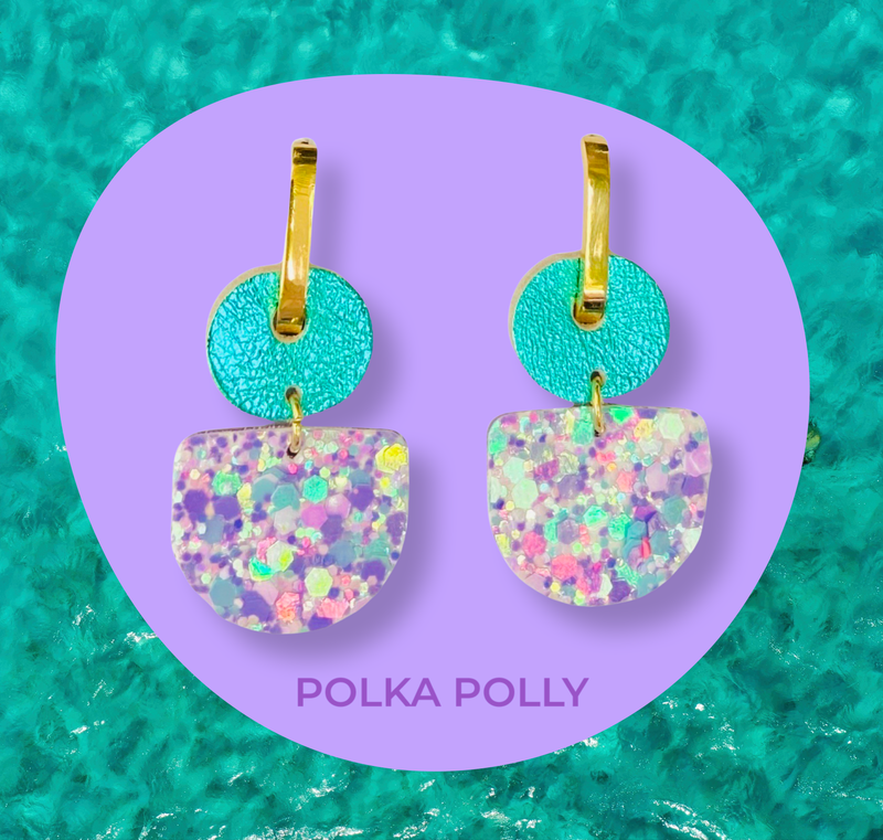 Polka Polly | Dainty Hoops - Aqua Lilac