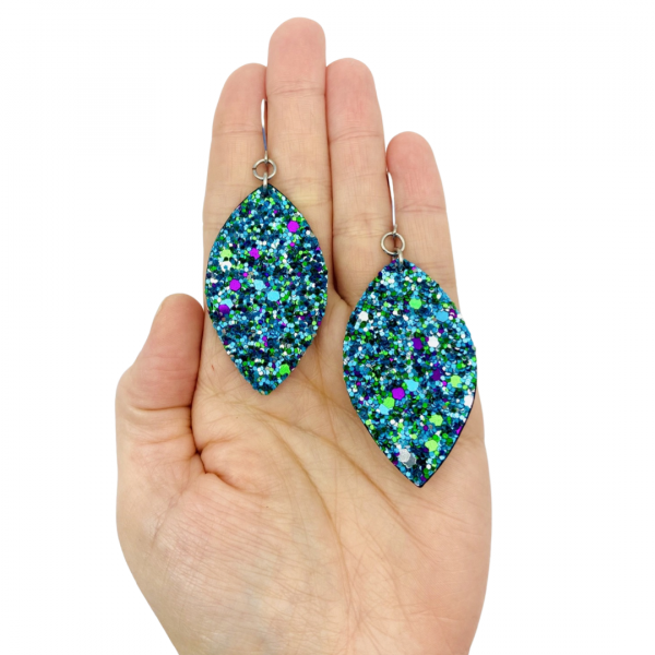 Polka Polly | Leaf Dangles - Peacock Glitter