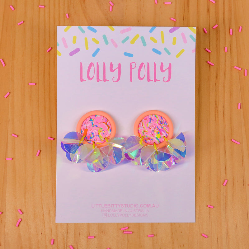 Lolly Polly |  Party Studs - Orange/Pink Multi