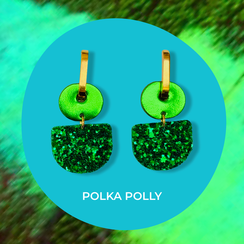 Polka Polly | Dainty Hoops - Emerald