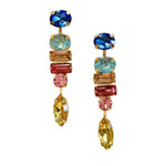 Zoda | Giordana Stud Drop Earrings - Blue/Pink/Yellow
