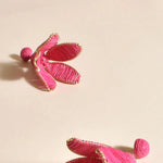 Adorne | Raffia Tulip Drop Earrings - Hot Pink
