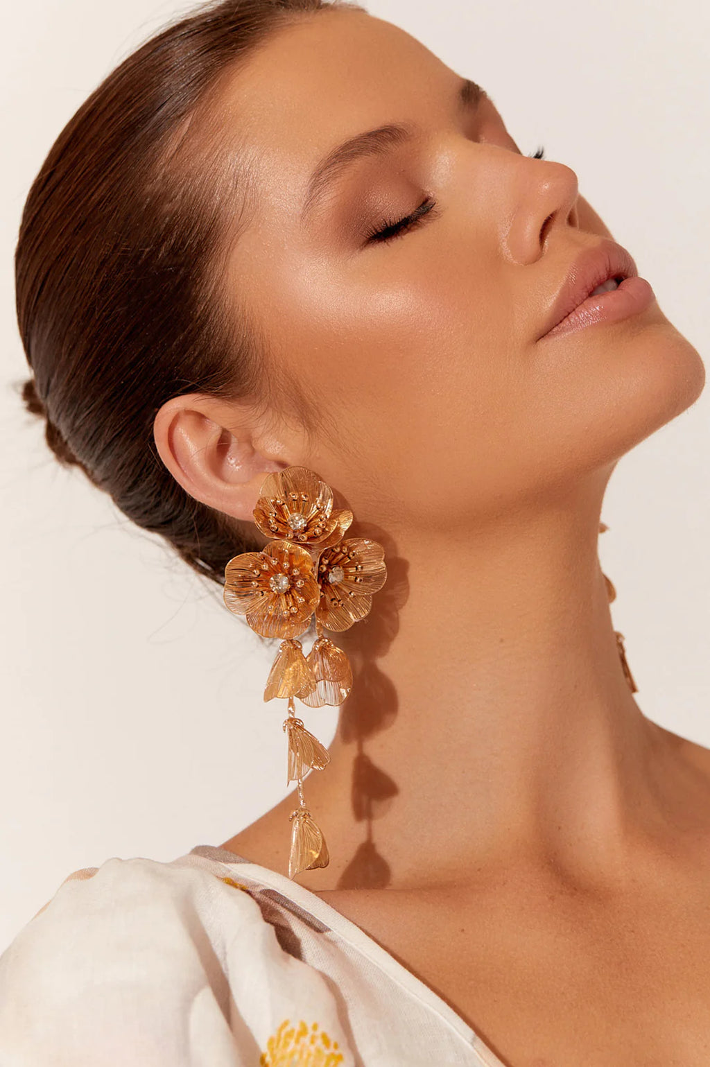Adorne | Floral Drama Event Earrings - Gold