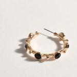 Adorne | Jewelled Hoop Earrings - Black