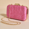 Adorne | Portia Pleated Framed Event Clutch (hot pink)