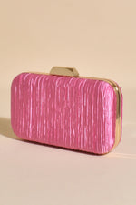 Adorne | Portia Pleated Framed Event Clutch (hot pink)