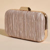Adorne | Portia Pleated Framed Event Clutch (Champagne)