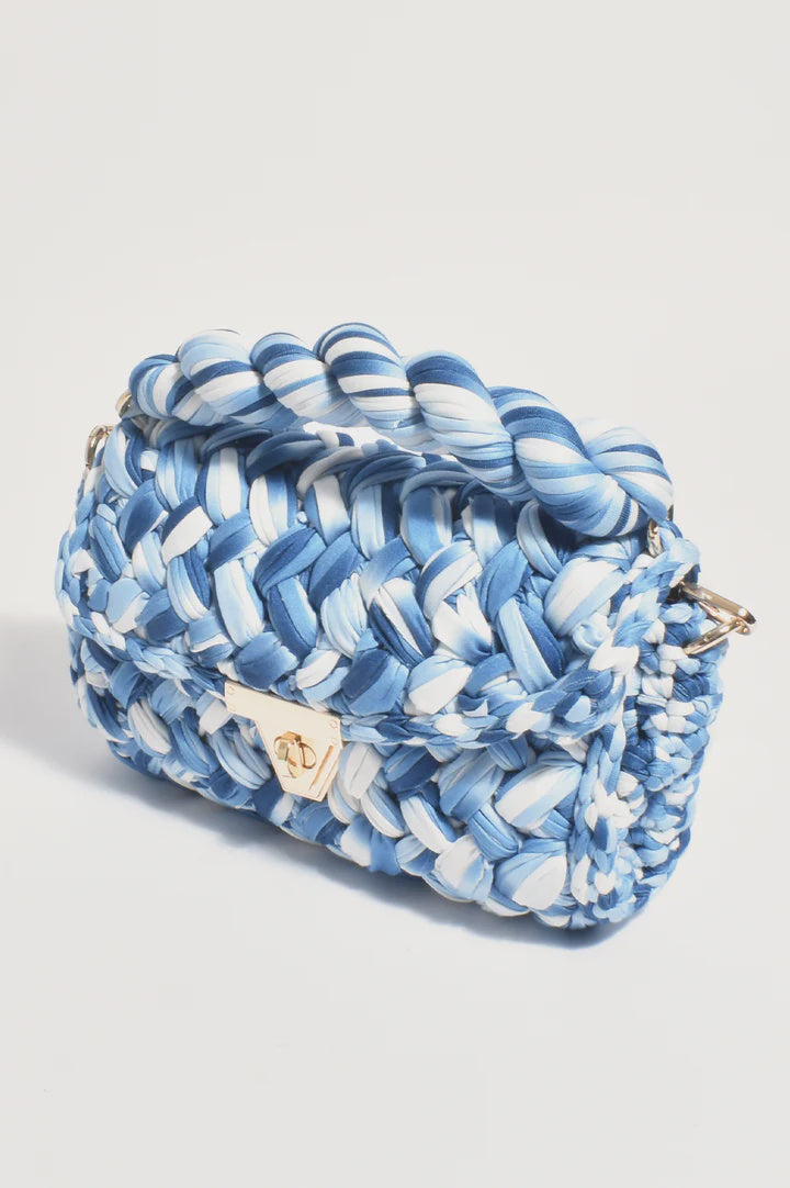 Adorne | Annabel Chunky Plaited Handbag (Blue)