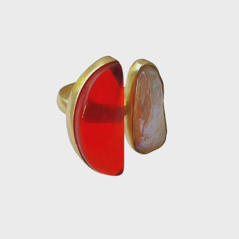 Zoda | Athenia Natural Stone Ring Orange