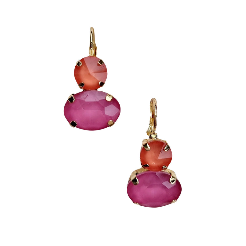 Zoda Dangles | Angelique Gem Earrings - Orange and Pink