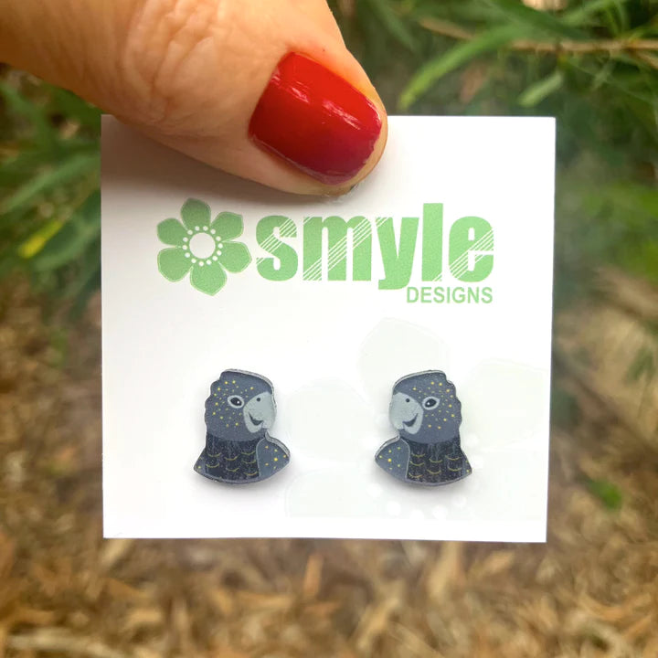 Smyle Designs | Black Cockatoo Studs
