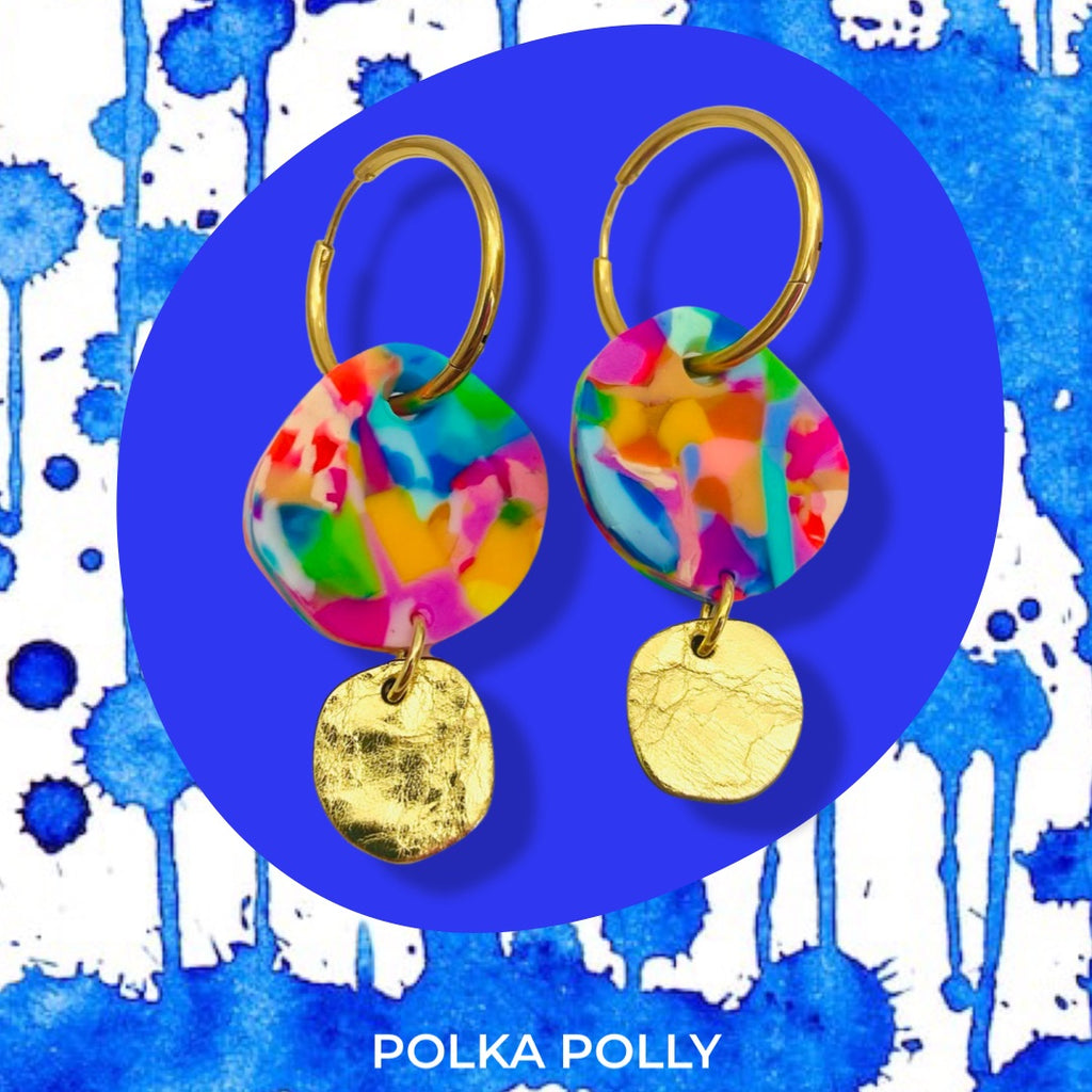 Polka Polly | Luna Hoops - Rainbow Gold
