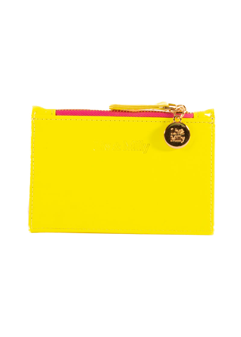 Liv & Milly | Card Wallet- Neon Patent Yellow