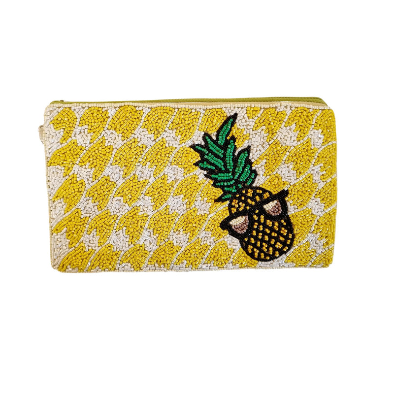 Zoda Bag| Pineapple Beaded Pouch (with detachable chain strap)