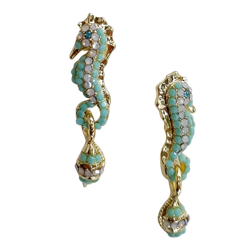 Zoda Earrings | Seahorse Studs - Mint