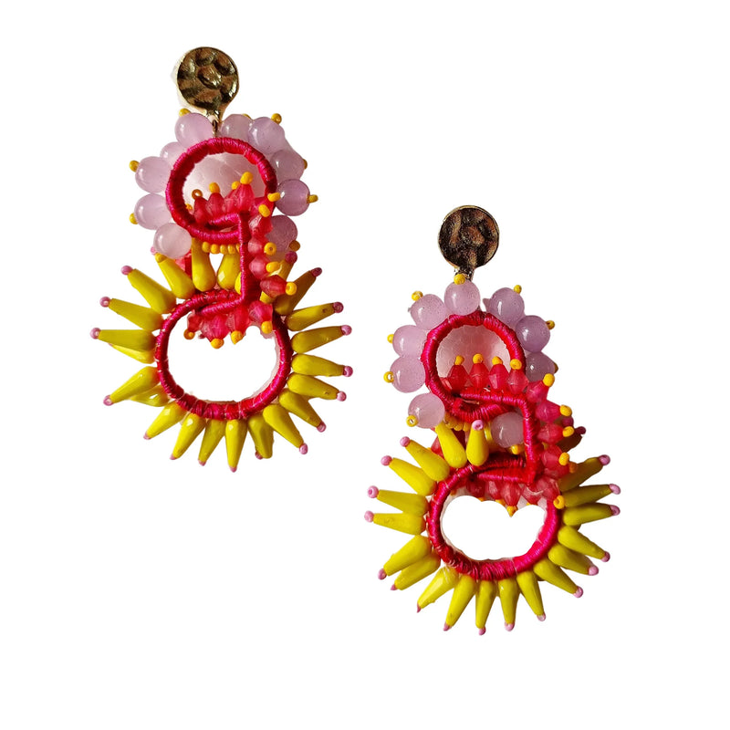 Zoda | Yellow Pink Beaded Dangles