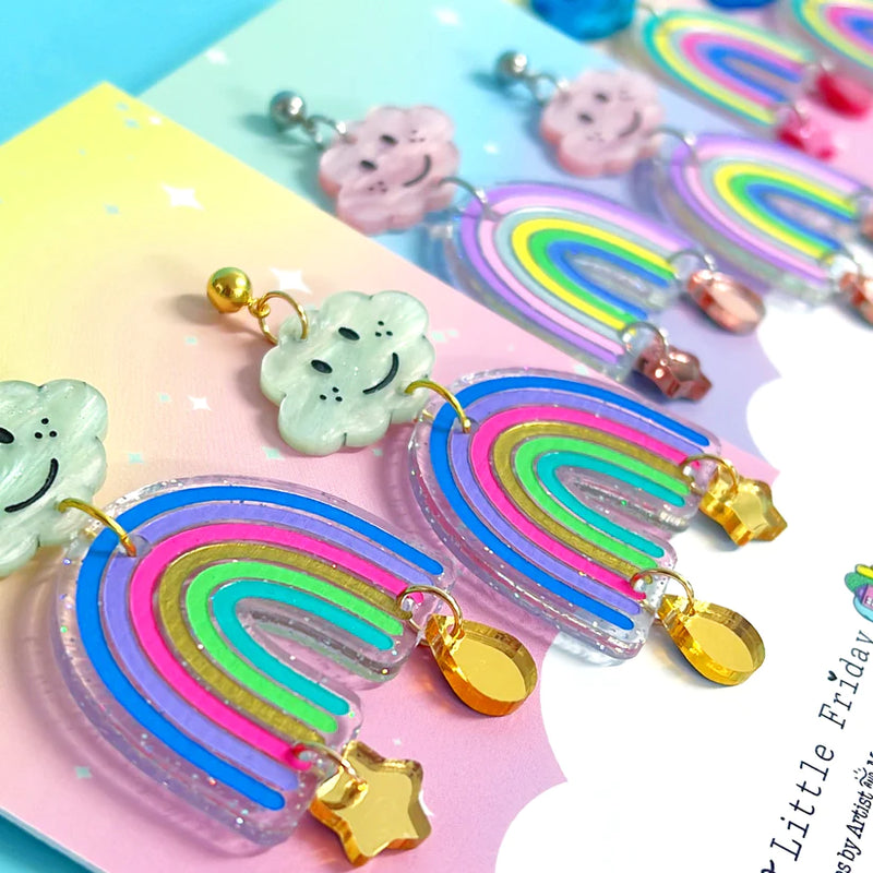 Hello Little Friday | The happiest rainbow arches - pale green clouds