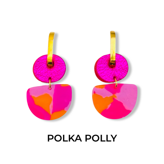 Polka Polly | Dainty Hoops - Pink Orange Patch