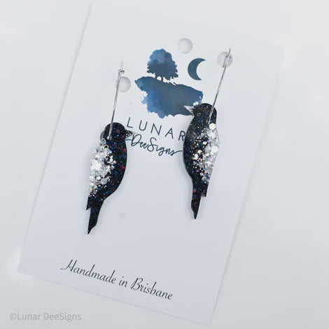 Lunar Dee | Maggie Magpie Hoops - (Glitter) Regular size