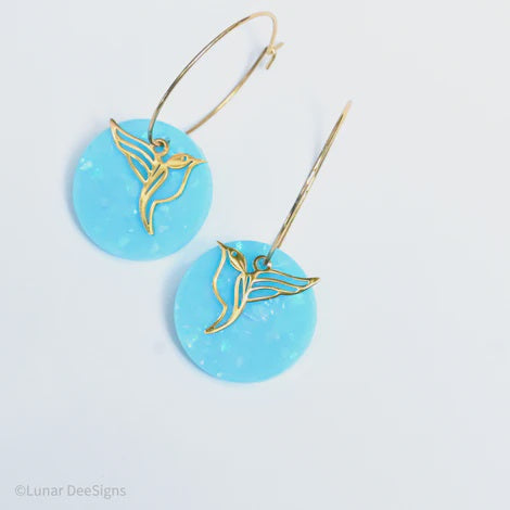 Lunar Dee | Autumn/Winter 2025 - Every Day Hoops - Baby Blue opal/hummingbird charm