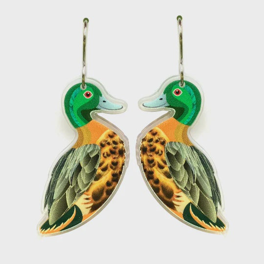 Smyle | Chestnut Teal Duck Earrings