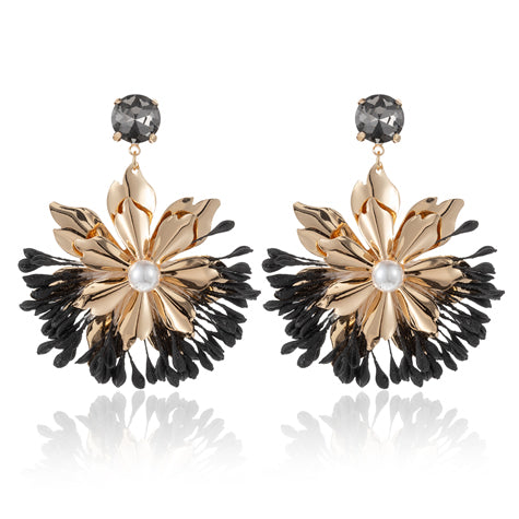Flora Earrings | Black and Gold