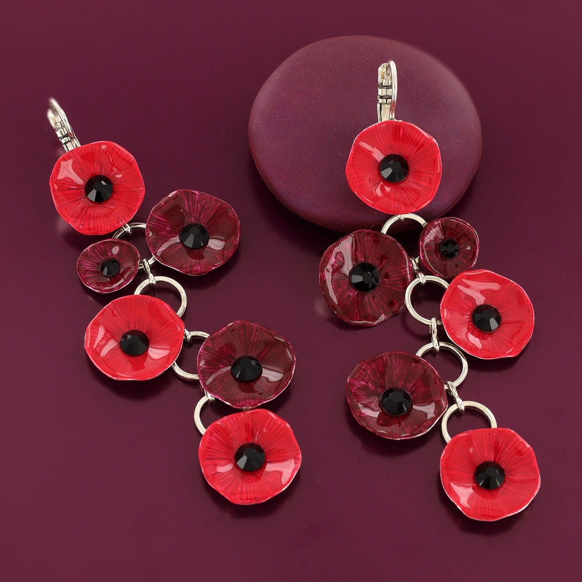 Taratata | Lever back earrings fantaisie Mambo long style- Red
