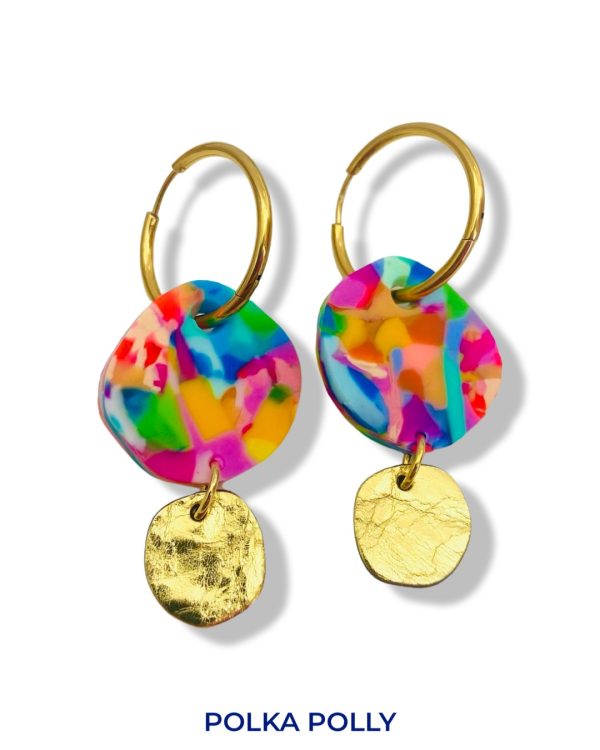 Polka Polly | Luna Hoops - Rainbow Gold