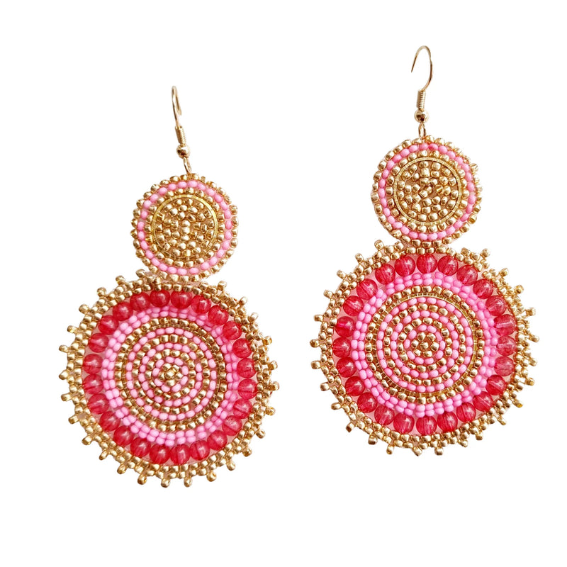 Zoda Dangles | Leanda Beaded Earrings Pink