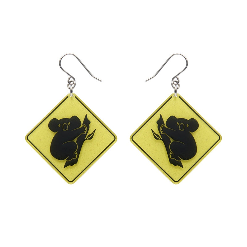 Erstwilder | Koala Sign Drop Earrings - Yellow