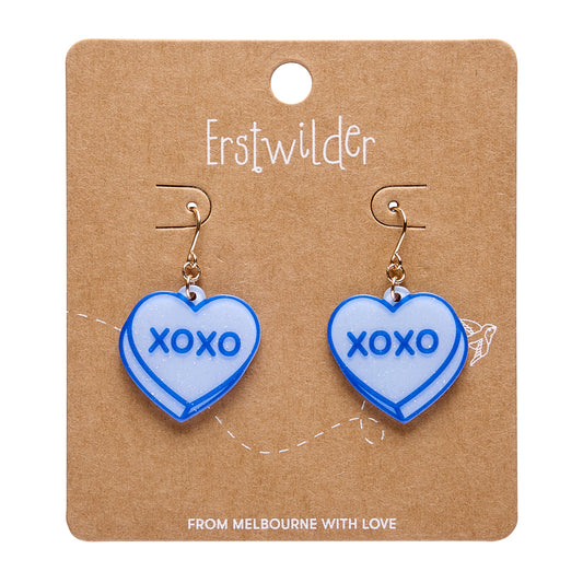 Candy Heart Drop Earrings – Blue