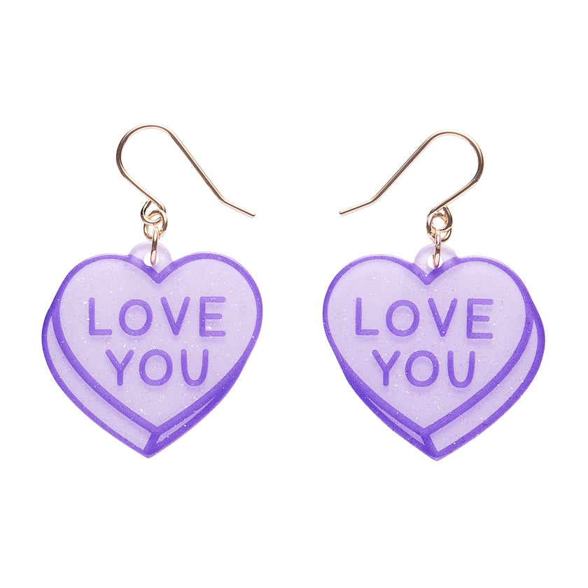 Candy Heart Drop Earrings – Purple