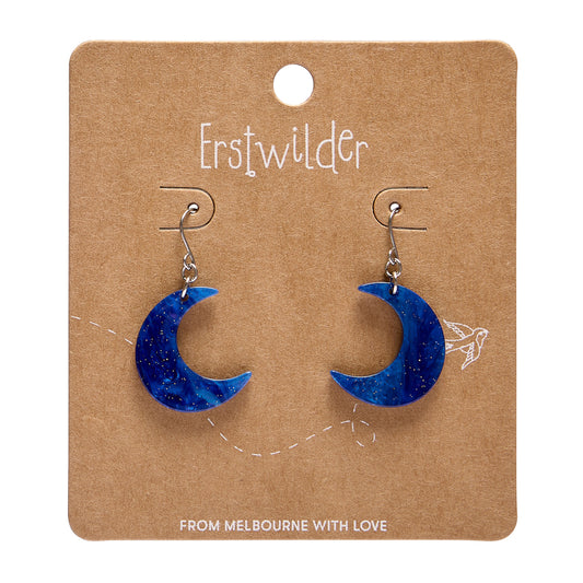 Cresent Moon Drop Earrings - Blue