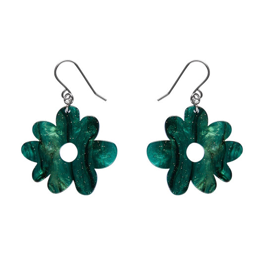 Flower Drop Earrings – Green