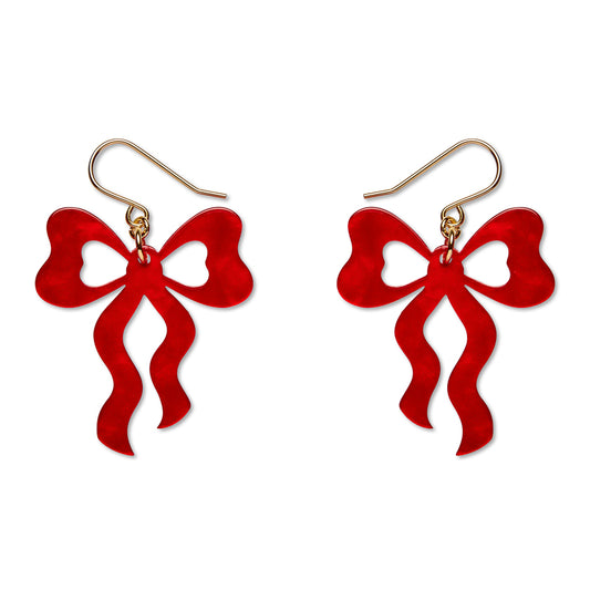 Bows Drop Earrings – Red